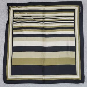 Halston Striped Neutrl Square 100% Silk Scarf